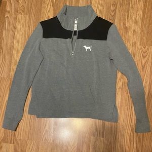 Grey and Black Victoria’s Secret (PINK) 1/4 zip sweatshirt